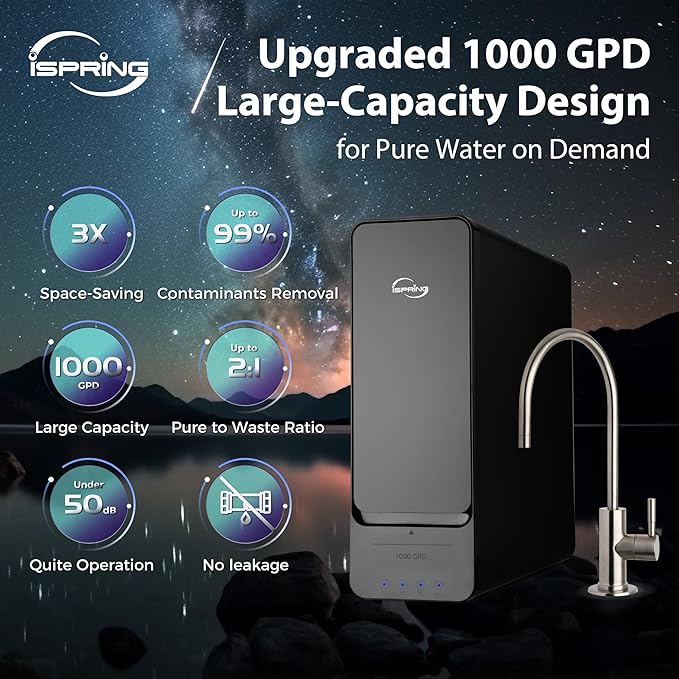 iSpring RO1000-BN Tankless Reverse Osmosis Water Filtration System, 1000 GPD - Image 2