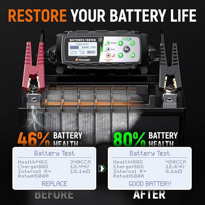 FOXWELL BC521 5A 12V Battery Charger & Tester, 4-in-1 Battery Maintainer - Image 4