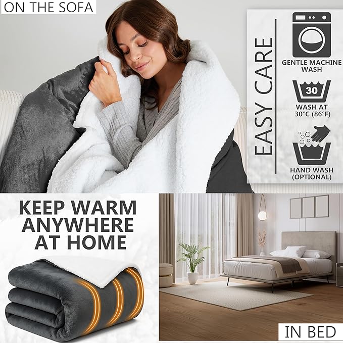 Heated Blanket Electric Luxurious Fleece Throw Blanket, 9 Heat Settings & 12H - Image 4