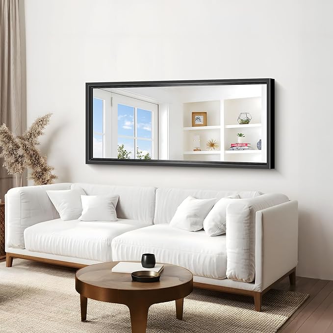 Black Bathroom Mirror, 28x60 Inch Large Rectangle Mirror, 0.6" Thickened Deep - Image 4