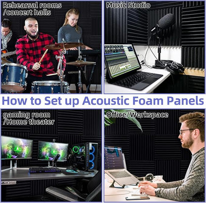 24 Pack Acoustic Panels, Sound Proof Foam Panels, Self-Adhesive Soundproof Wall - Image 6