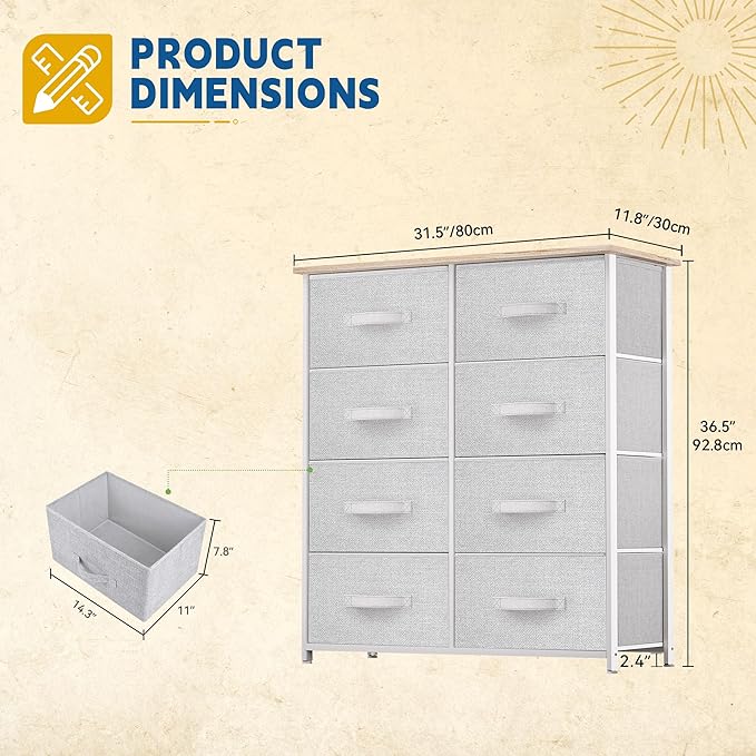 DWVO Fabric Dresser for Bedroom, Tall Dresser - Image 3