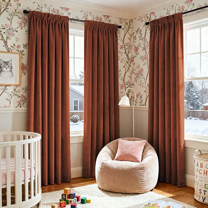 Lazzzy Velvet Blackout Curtains Thermal Insulated Room Window Drapes Super Soft - Image 8