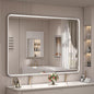 44x30 Inch Silver Framed Mirror, Brushed Nickel, Rounded Rectangle Mirror by GOLOMO
