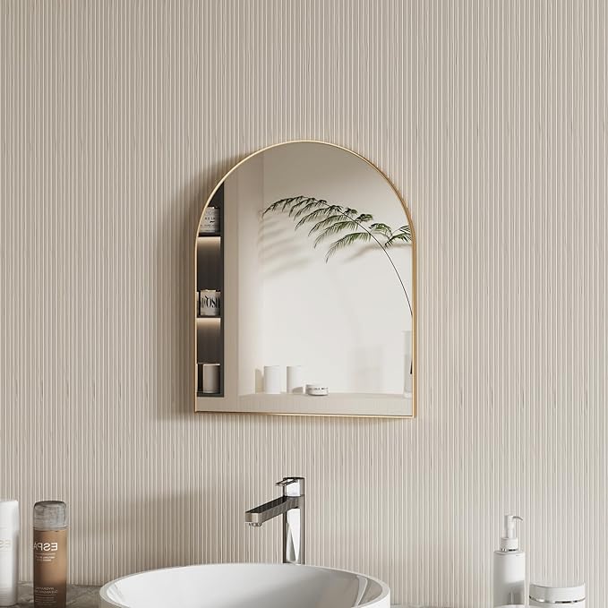 15x18 Inch Compact Gold Arched Mirror Perfect - Image 2