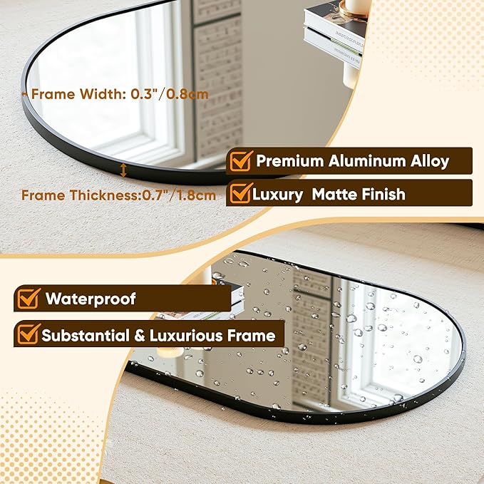 Arched Mirror 24"x36", Bathroom Mirror, Wall Mounted Vanity Mirror - Image 3