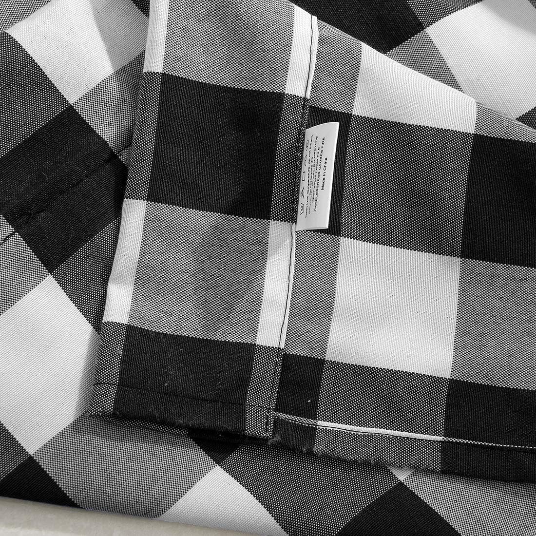 Buffalo Check Plaid Balloon Drape Gingham Shade Tie Up Roman Valance Rod Pocket Classic Window Treatment Semi Blackout Curtains for Small Window Farmhouse Kitchen, 1 Panel, 55" Long, Black