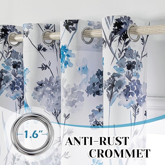 MYSKY HOME Living Room Curtains 84 inches Long Floral Curtains Light Filtering - Image 6