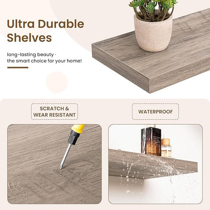 48in Floating Shelves for Wall, 2 Pack Long Wall Mounted Engineered Wood Shelves - Image 4