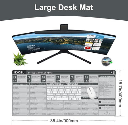Baziabbo Office Desk Mat, Excel Cheat Sheet Keyboard Mat, Excel Shortcut Desk - Image 2