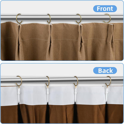 Curtain Rings with Flat Eyelets, 48 Pack Metal Drapery Rings Curtain Hanging Rings for Pinch Pleat Curtains Panels, 1.5 Inch I D, Drape Rings Fits Up to 1.2 in Curtains Rod, Warm Gold