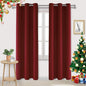 DWCN Burgundy Red Christmas Curtains 84 Inch Length, Solid Blackout Drapes by DWCN