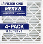 Filter King 11.5x11.5x1 Air Filter | 4-PACK | MERV 8 HVAC Pleated A/C Furnace by FilterKing