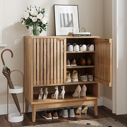 Shoe Storage Cabinet with Adjustable Shelves, Wooden Shoe Organizer, Shoes Rack - Image 7