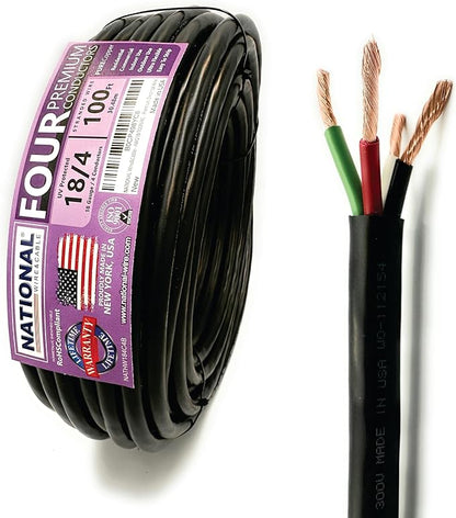 NATIONAL Wire & Cable – 18 AWG 4-Conductor Premium Copper Wire, 100 ft by NATIONALWireCable