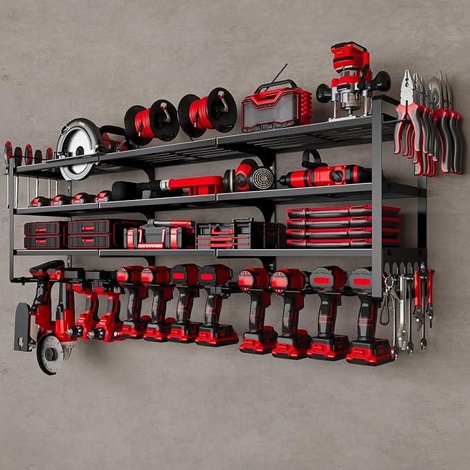 48" Large Power Tools Organizer Wall Mount, 12 Drill Holder by NattyDot