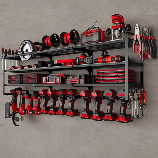 48" Large Power Tools Organizer Wall Mount, 12 Drill Holder by NattyDot