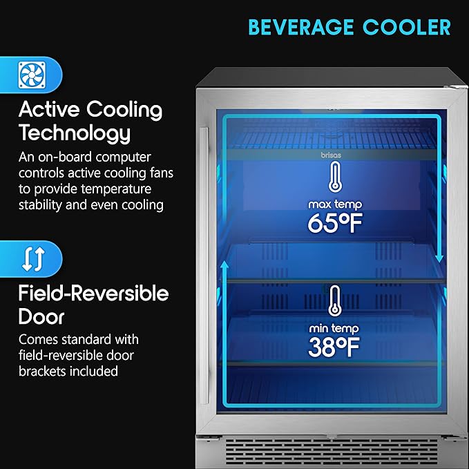 Zephyr Brisas 24 Inch Wine Fridge Single Zone Under Counter - Image 2