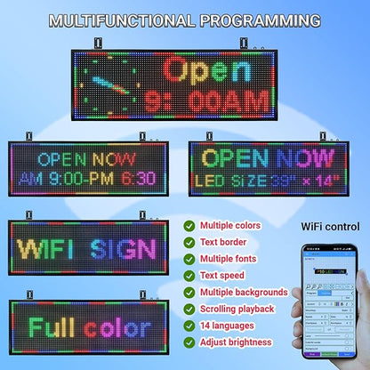 P10 LED Signs, Scrolling Led Programmable Sign Display 39"x14", WiFi Control - Image 5