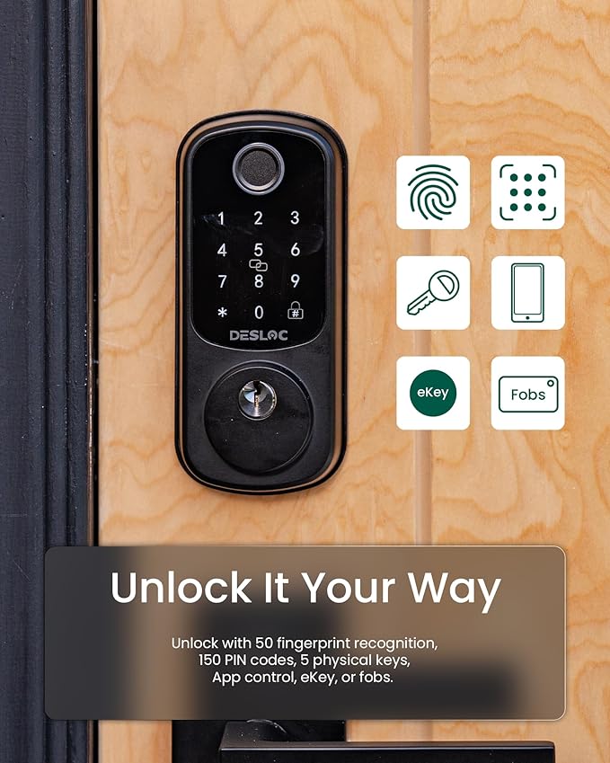 DESLOC Smart Door Lock B200, Smart Deadbolt Lock, Keyless Entry Door Lock - Image 2