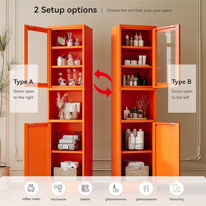 2-Door Metal Storage Cabinet, Tall Slim Pantry Organizer - Image 6