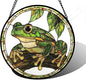DASTOLL Stained Glass Window Hanging, Frog Green Leaf Sun Catchers Colorful by DASTOLL