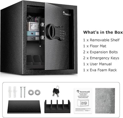 Bonsaii Safe Box with Holder and Removable Shelf, 1.2 Cu. Ft Steel Security - Image 5