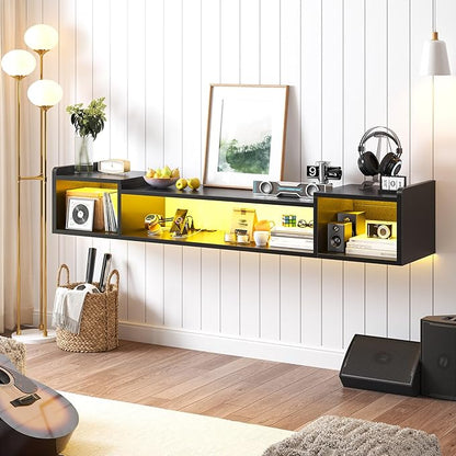 70.9"W Floating TV Stand with LED Lights & Power Outlets - Image 7