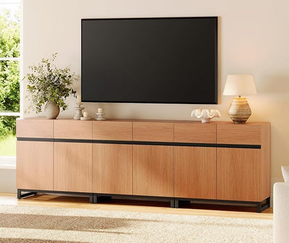 WAMPAT Modern TV Stand for TVs up to 110 inch, 3 in 1 Wood Entertainment Center by WAMPAT