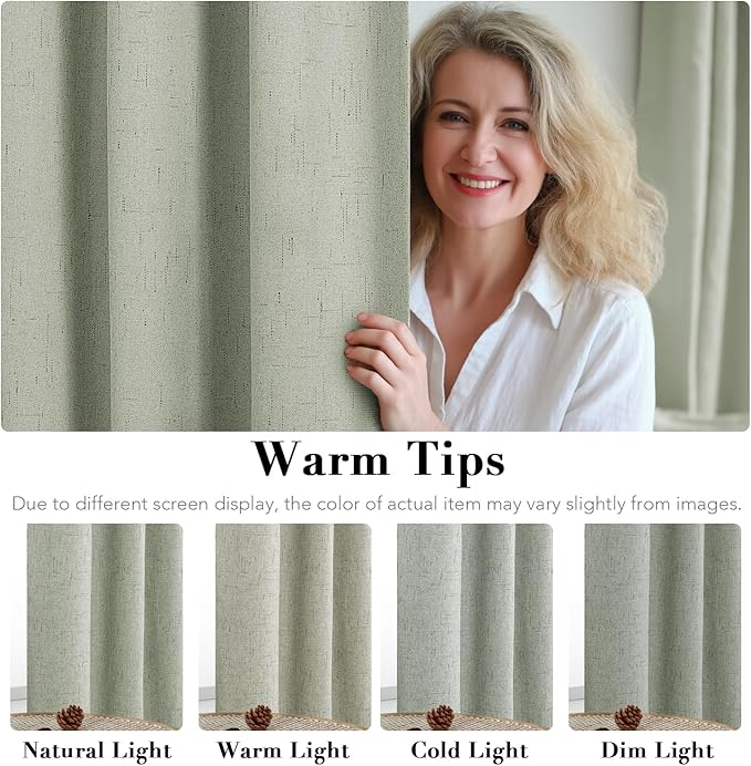 H.VERSAILTEX Primitive Linen Curtains 100% Blackout Curtain Drapes Burlap - Image 5