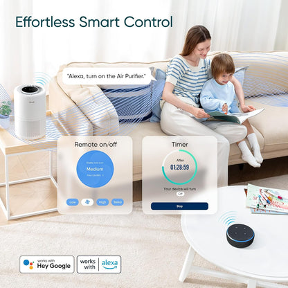 levoit air purifier for home pets bedroom dorm, front angle view
