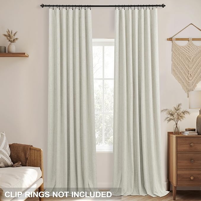 KOUFALL Large Window Apartment Curtains Blackout Linen Pleated 11 FT 11FT Tall - Image 3