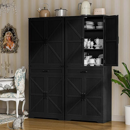 72" Kitchen Pantry Storage Cabinet, Farmhouse Style - Image 5