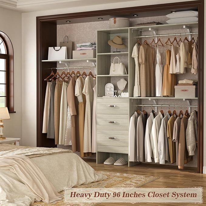 Armocity 96 Inches Closet System, 8FT Walk In Closet Organizer - Image 9