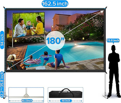 180 inch Projector Screen with Stand, Upgraded 3 Layers PVC 16:9 Large Outdoor - Image 2