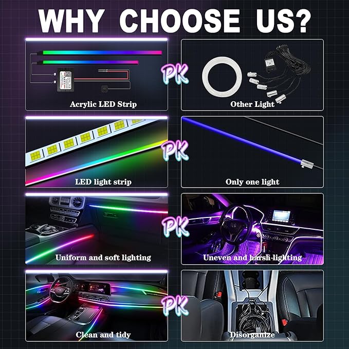 Dreamcolor Acrylic Interior Car Lights, WEBUPAR Car Accessories 2 in 1 Car LED - Image 2