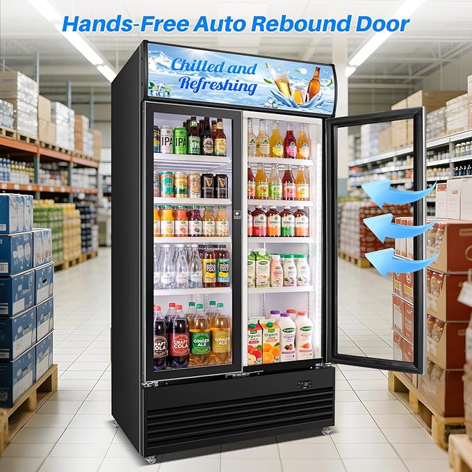 Commercial Display Beverage Fridge, 40″ Double Glass Door Refrigerator - Image 8