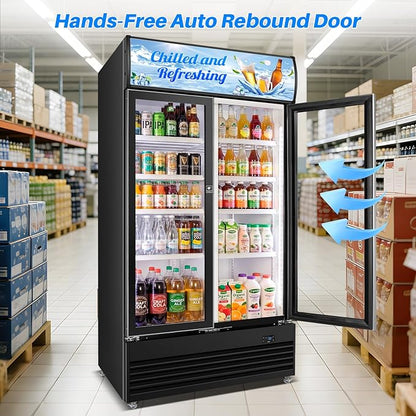 Commercial Display Beverage Fridge, 40″ Double Glass Door Refrigerator - Image 8