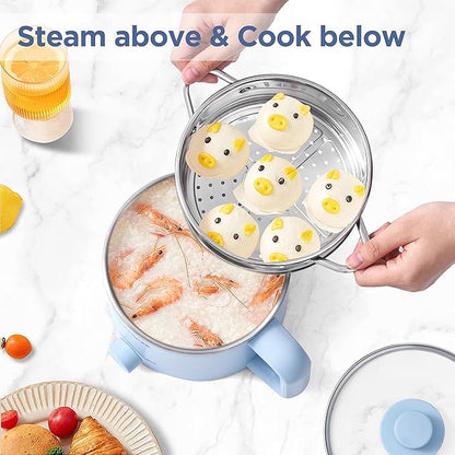 Topwit Hot Pot Electric with Steamer, 1.6L Ramen Cooker, Electric Pot - Image 2