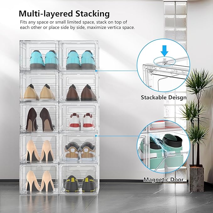 12 Pack Hard Sturdy Thickened Rigid XX Large Shoe Storage Organizer - Image 3