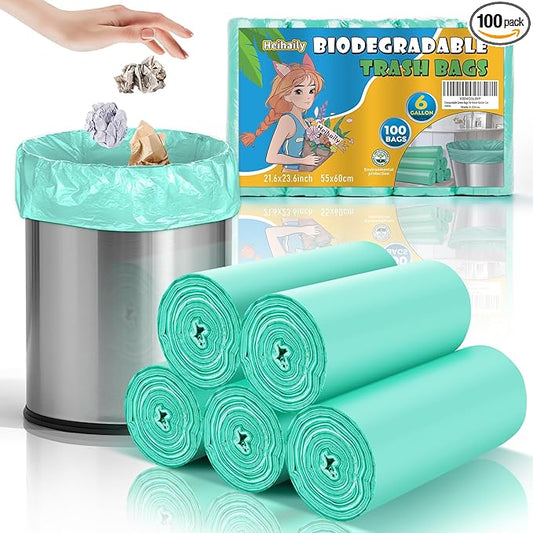 6 Gallon Trash Bags Compostable Green by heihaily