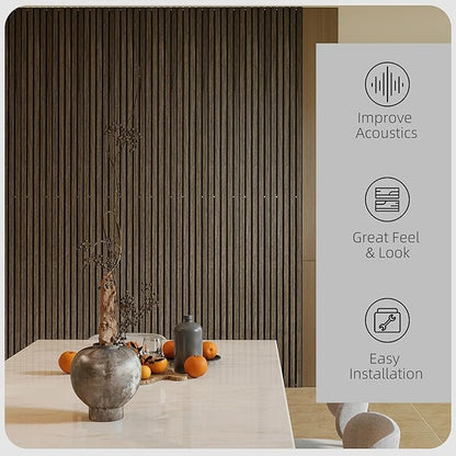 HOMCOM 4 Pack 3D Acoustic Panels, Wood Slat Wall Paneling - Image 3