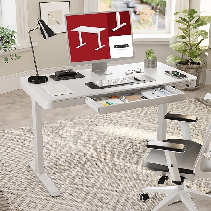 Standing Desk with Drawer, Electric Height Adjustable Home Office Desk with - Image 2