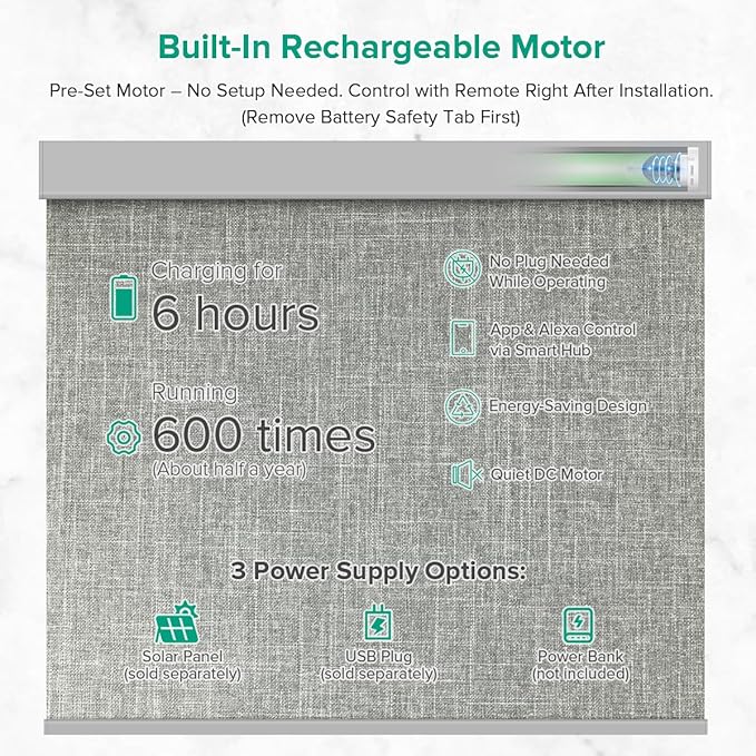 Kilonity Motorized Roller Shades, Light Filtering Remote Control Custom Window - Image 3
