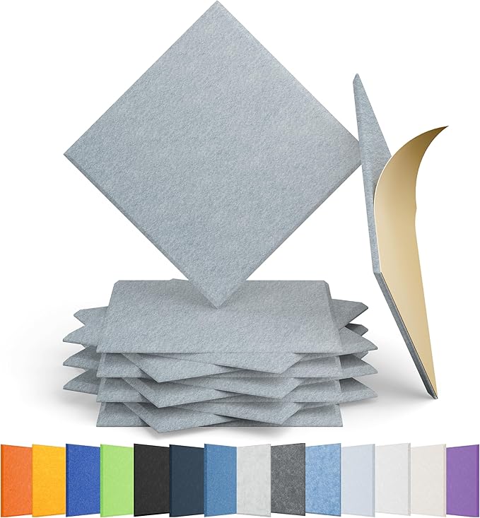 Amantech 12 Pack Acoustic Panels Self Adhesive Sound Proof Foam, High Density by Amantech