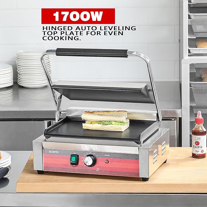 EGGKITPO Commercial Electric Panini Grill - Image 3