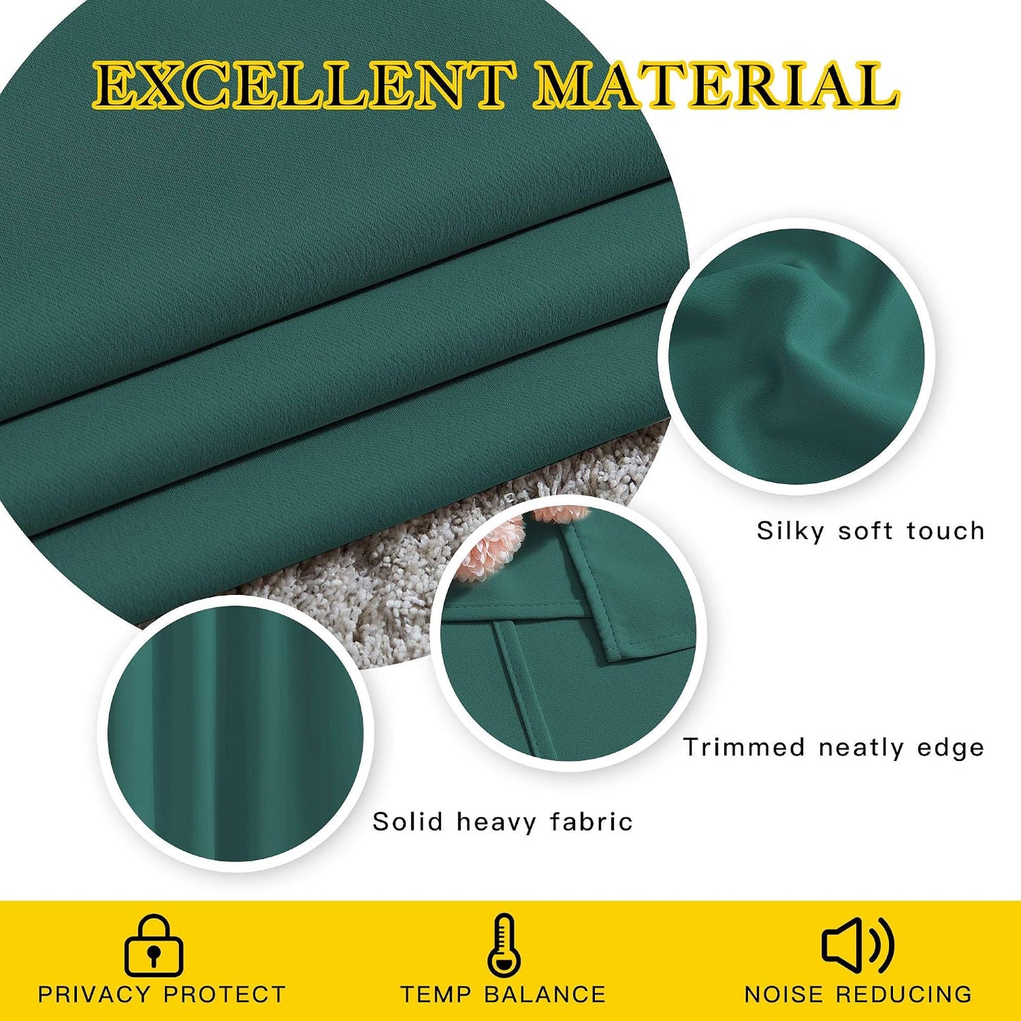 NICETOWN Blackout Curtains for Girl's Room， Thermal Insulated Solid Grommet Room Darkening Curtains/Panels/Drape for Bedroom (Hunter Green， 1 Pair， 46 by 90-Inch)