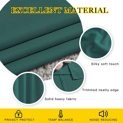 NICETOWN Blackout Curtains for Girl's Room， Thermal Insulated Solid Grommet Room Darkening Curtains/Panels/Drape for Bedroom (Hunter Green， 1 Pair， 46 by 90-Inch)