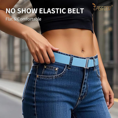JASGOOD Women No Show Stretch Belt Elastic Web Strap Belt - Image 2