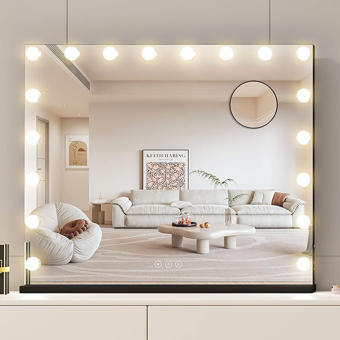 Vanity Mirror with Lights, Makeup Mirror with 17 Dimmable LED Bulbs, 3 Color by NUSVAN